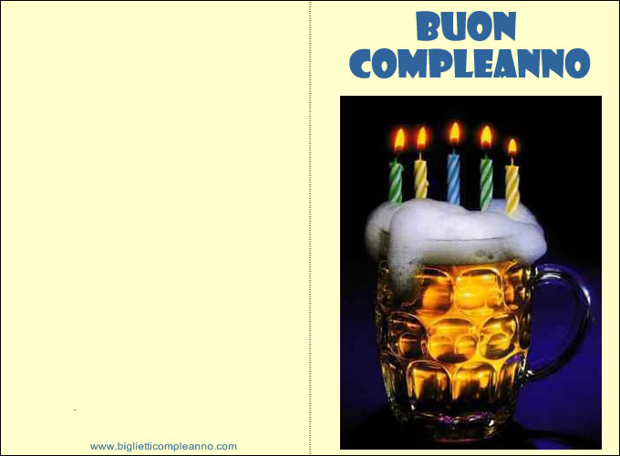 Biglietto Buon Compleanno simpatico, con boccale di birra e candeline