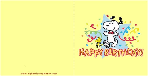 Biglietto Buon Compleanno con Snoopy